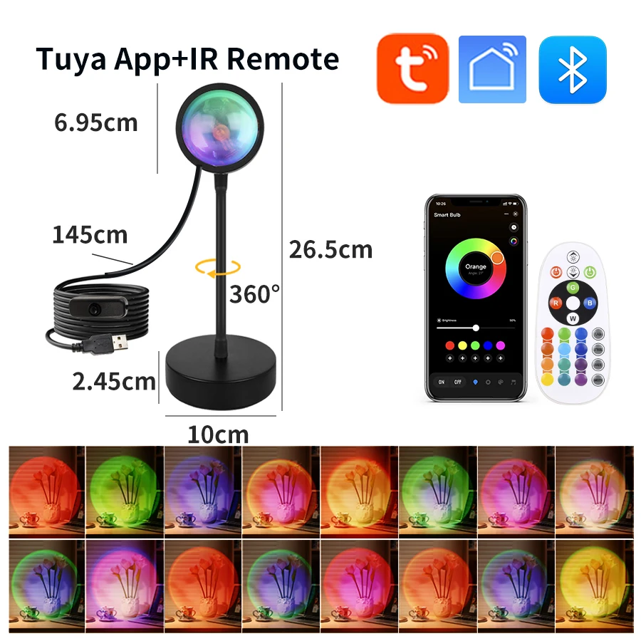 Smart Sunset Lamp Tuya USB Sun - Photography Lighting App ulasan dan harga