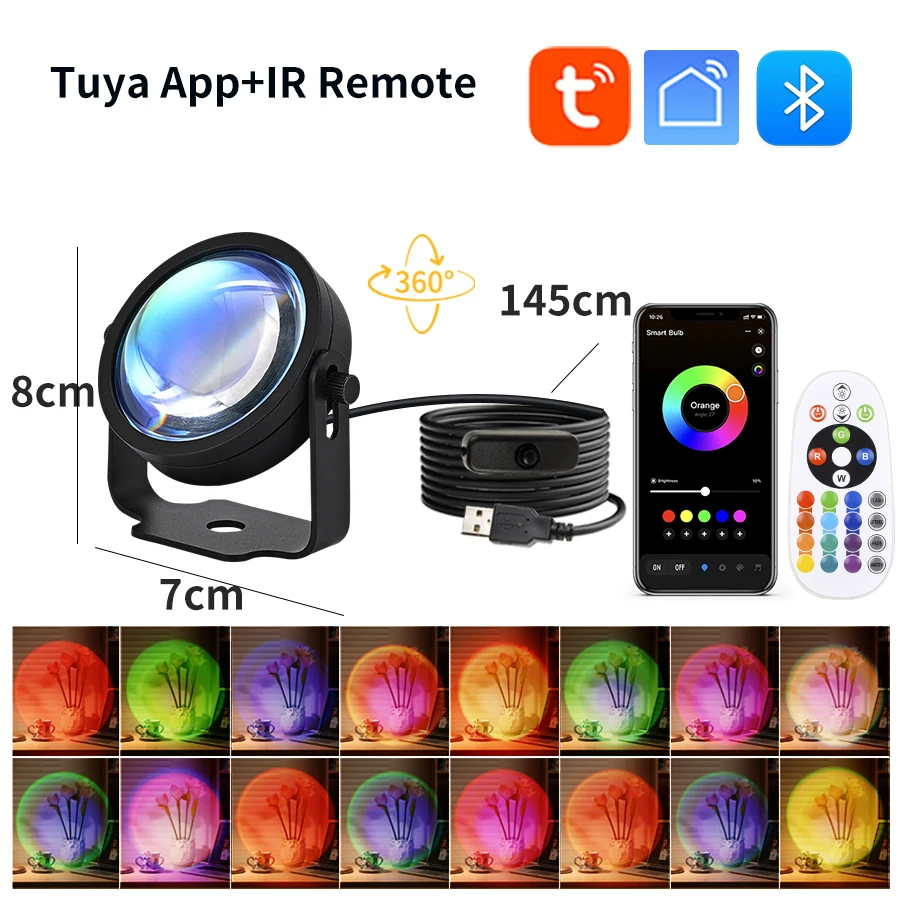 Smart Sunset Lamp Tuya USB Sun - Photography Lighting App ulasan dan harga